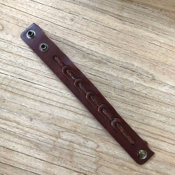 Genuine Leather Rustic Boho Braided Cuff Bracelet - Picture 2 of 3